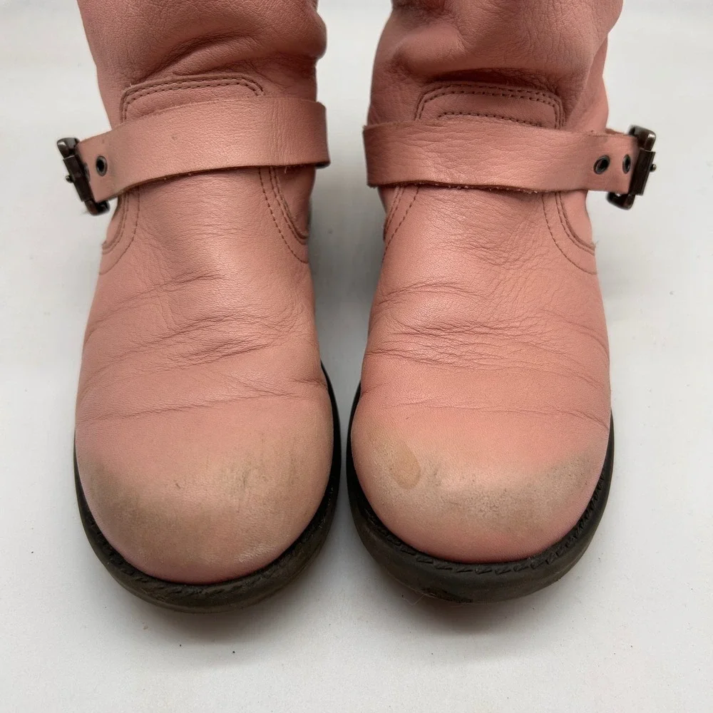 Frye Engineer Pull On Pink Leather Moto Boots 97503 Youth Size 2.5